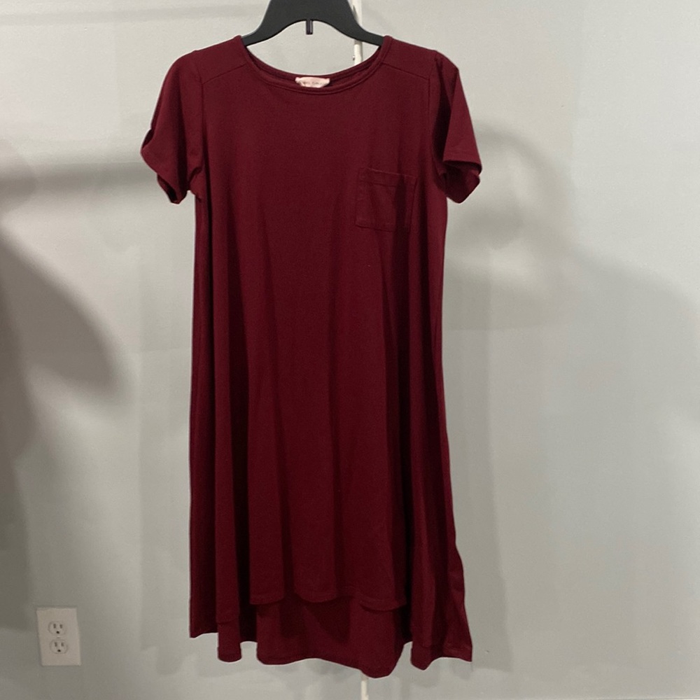Rachel Parcell High Low Burgundy Midi Dress